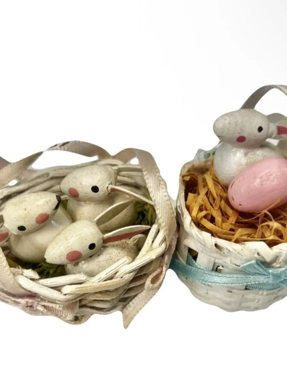 Vtg Easter Ornaments Wood Dakin Crochet Paper Mache Egg Chick Bunny Rabbit Lot